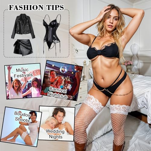 Plus Size Fishnet Thigh-High Stockings Silicone Lace Top Stay Up Tights Pantyhose Fishnet Gothic Clothes for Women3