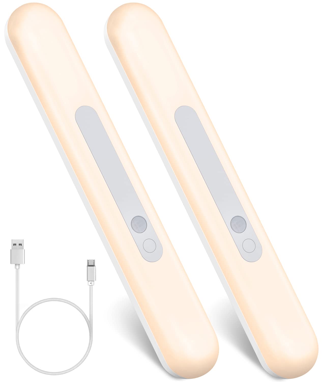 TDZDDYS [2 PACK] LED Motion Sensor Light, USB Rechargeable Light, Wireless Cabinet Lights, 2200mAh Battery with Stepless Dimming, Magnetic Install for Closet Cupboard Kitchen Bedroom Hallway(Warm)