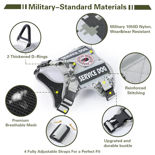 Belababy Tactical Anti Pull Dog Harness Small Medium Large, Adjustable Front Clip Service Dog Vest with Handle - Image 2