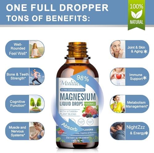 Magnesium Glycinate Liquid Drop - 4 Synergistic Magnesium Complex - Plus Potassium,L-Theanine,Vitamin B,C,D3,K2- Support Sleep, Calm, Heart, Nerves, Muscles - High Absorption - Sugar-Free - 1Pack - Image 6