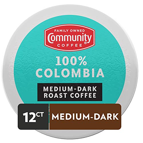Image of Community Coffee 100% Colombia 12 Count Coffee Pods, Medium-Dark Roast, Compatible with Keurig 2.0 K-Cup Brewers, Box of 12 Pods