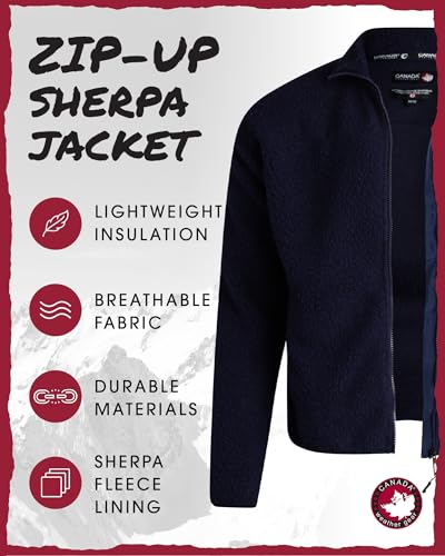 CANADA WEATHER GEAR Men's Fleece Jacket - Sherpa Lined Zip Up Jacket with Nylon Panels - Warm Outdoor Jackets for Men (M-XXL)2