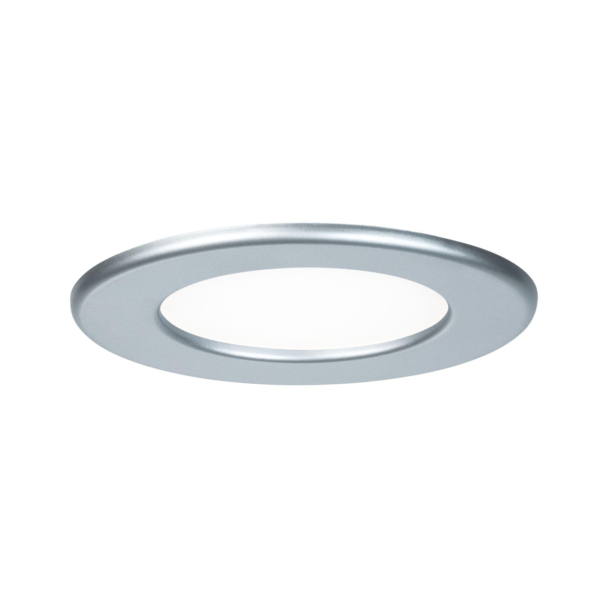 Paulmann 92070 Recessed Panel Round Ceiling Light 6 W Light 4000 K Neutral White LED Panel Chrome Matt IP44 Splashproof Includes Bulb Recessed Light Plastic 6 W