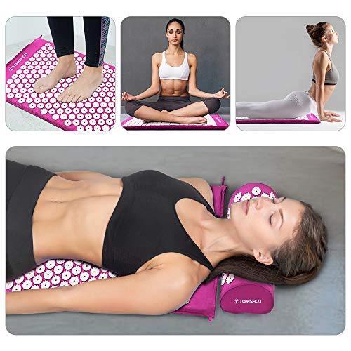 TOMSHOO Acupressuurset, acupressuurmat & acupressuurkussen in de ideale set ter verlichting van hoofd- en nekpijn, met… - Image 5