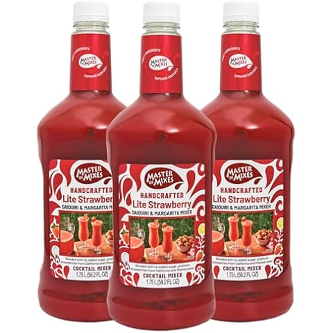 Master of Mixes Strawberry Daiquiri/Margarita Lite Drink Mix, Ready To Use, 1.75 Liter Bottle (59.2 Fl Oz), Pack of 3 Cover