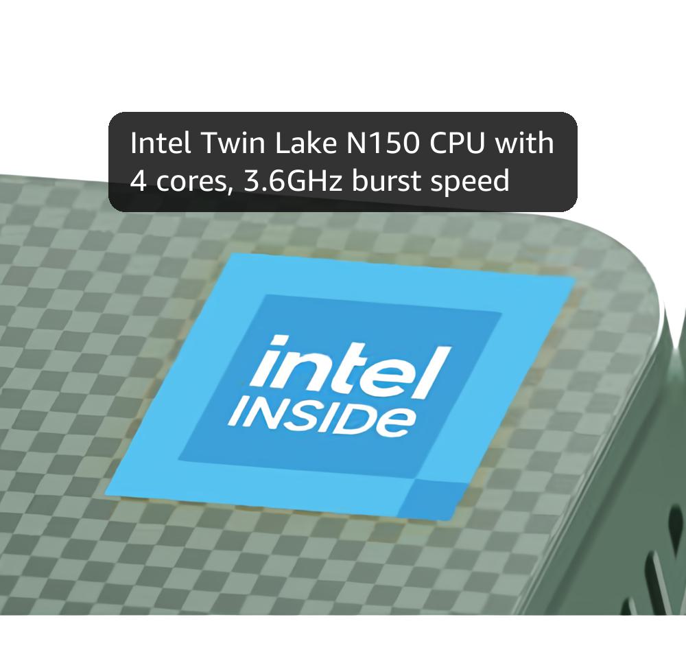 GMKtec Mini PC N150, G3 Plus Intel Twin Lake N150 (3.4GHz), 8GB DDR4 RAM 256GB PCIe M.2 SSD, Desktop Computer 4K Dual HDMI/USB3.2/WiFi 6/BT5.2/2.5G RJ45