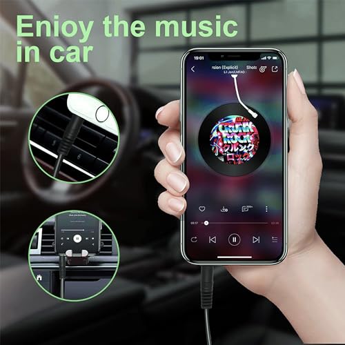 Cable AUX de audio 3.5mm negro 6ft miniatura 3