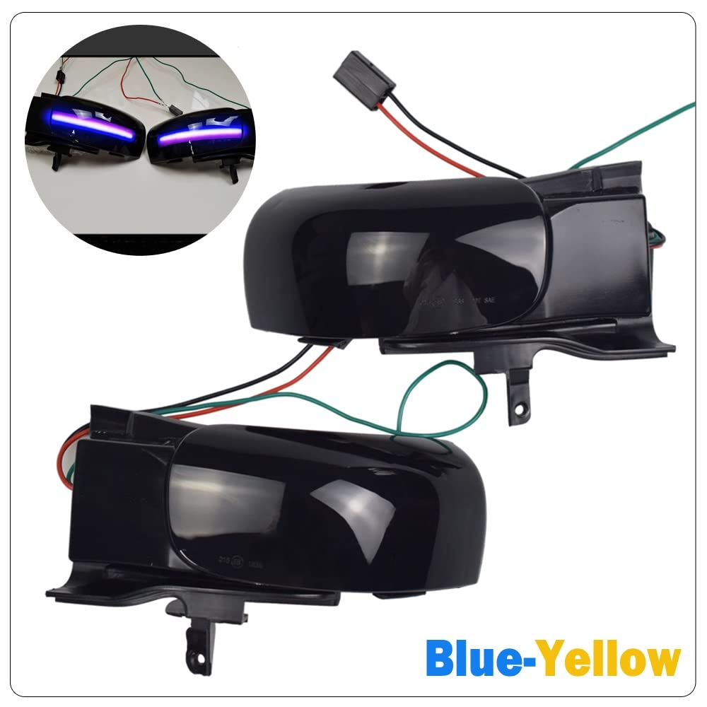 SYLTER Led Indicatori Direzione 2Pcs Car Dynamic LED Indicatore Di Direzione Specchietto Retrovisore Lampeggiante Per VW Per Touran 1T1 1T2 2003-2009(Blue-Yellow)