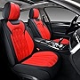 Coverado Car Seat Covers, Premium Nappa Leather Sideless Auto Seat Cushions Full Set with Embossed Pattern, Universal Fit Interior Accessories for Most Cars, Sedans, SUVs and Trucks, Red