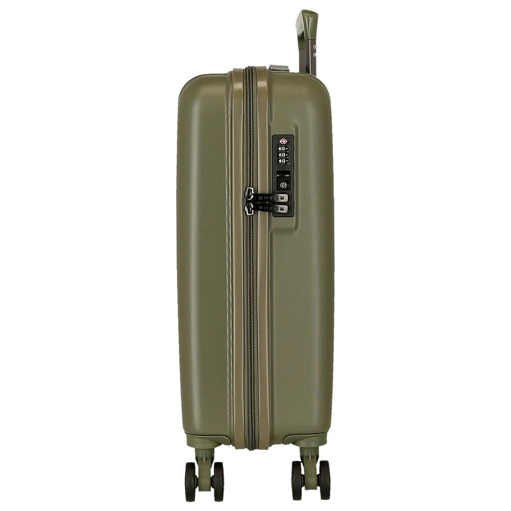 Movom Wood Walizka kabinowa, średnie, duże i zestawy, sztywne ABS zamknięcie TSA, 4 podwójne koła wysuwany bagaż podręczny Joumma Bags, khaki, 40 cm x 55 cm x 20 cm, Walizka kabinowa