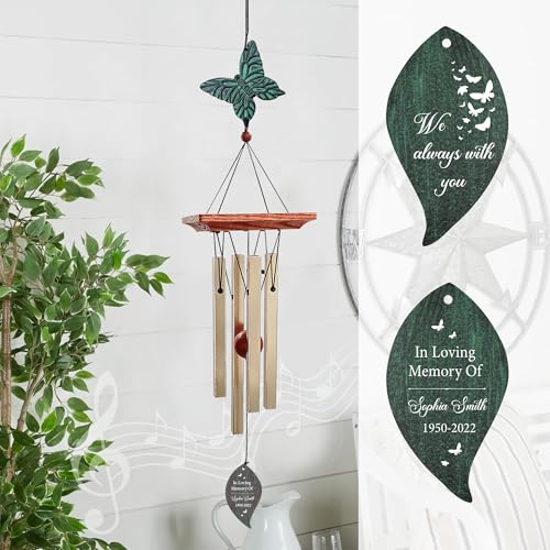 Image of Personalized Sympathy Wind Chimes, Sympathy Gifts for Loss of a Loved One, Wind Chimes Customized Memory Words for Loss of Loved, Bereavement /Condolence /Memorial Gift for Loss