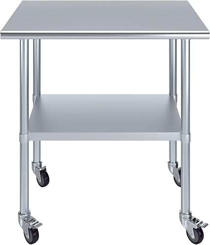 Miniatura 254 de AmGood Mesa de trabajo de acero inoxidable con ruedas Estación de trabajo