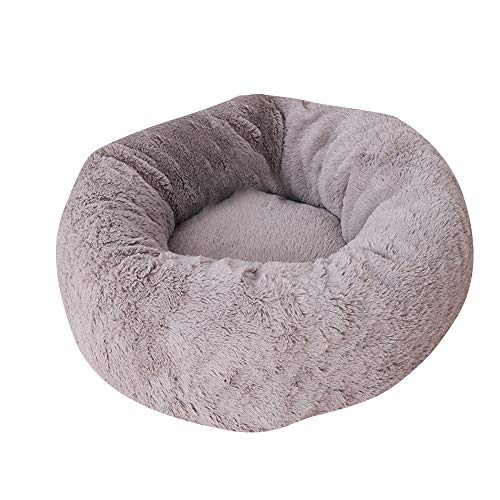 BVAGSS Cama para Mascotas Relajante Cama Redonda Nido Cálido para Gatos y Perros Pequeños XH029 (M, Dark Grey)