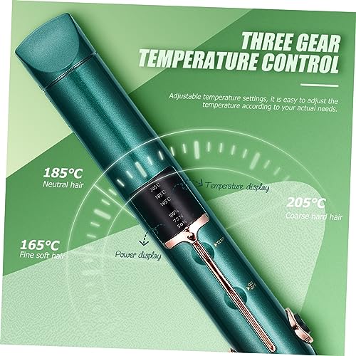 Plancha para el cabello y rizador 2 en 1 portátil mini de SaditY, con placas de cerámica, inalámbrica y con cable, temperatura ajustable (160–200 °C), color verde miniatura 5