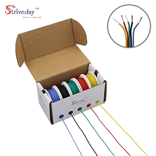 Striveday 30 AWG Flexible Silicone Wire Electric wire 30 gauge Coper Hook Up Wire 300V Cables electronic stranded wire cable electrics DIY BOX-1