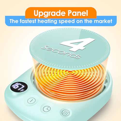 Coffee Mug Warmer - Fastest Heating & Highest Temperature, Coffee Cup Warmer for Desk Auto Shut Off, 4 Temp Settings & 1-12H Timer, Smart Electric Beverage Warmer for Coffee, Tea (Green)