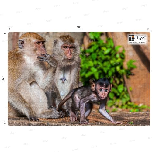 Image of ABYZ Wooden Jigsaw Puzzle - The Monkey Family Playset for Fun Educational & Little Explorers, 500-Pieces with Multicolor | Birthday Gift for (7 Plus Years) Age Kids.