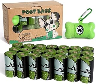 Lifegogo Dog Poo Bags, Extra Thick Strong Leak-Proof Biodegradable Poo Bags Refill Rolls, 510 Counts 34 Rolls Large Dog Waste Bags with 1 Dispenser