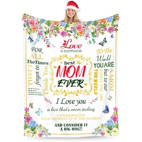 Mom Blanket for Mother's Day, Anniversary Birthday Gift Blanket for Mom from Daughter&Son, Sweet I Love You Blanket to Mom,Super Soft Flannel Throw Blankets for Christmas Valentines Day(60x80) Cover