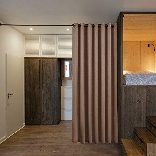 Image of NICETOWN Privacy Room Divider Curtain Screen Partitions, Sound Blocking Blackout Room Divider Patio Door Curtain Panel for Glass Window /Sliding Door /Hall(1 Panel, 8.3ft Wide x 7ft Long, Cappuccino)
