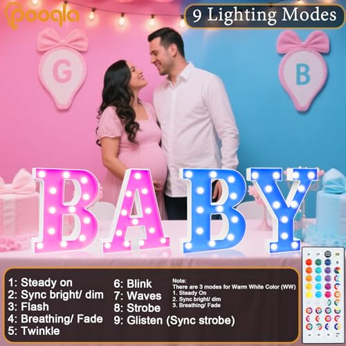 Image of Pooqla Colorful Light Up Letters with Remote, Upgraded 35 Colors LED Marquee Letters, RGB Lighted Letter for Girls Teenager Gift, Birthday, Party, Wedding, Night Light, Room, Bedroom Decor, Letter Y