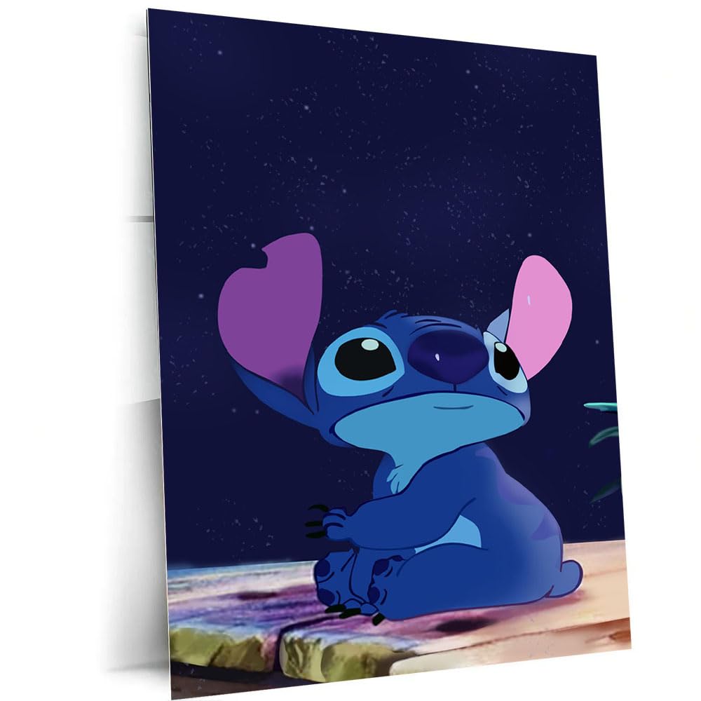 DesignSkinz Wall Art | HD Metal Prints | Home Decor for Living Room, Bedroom, Office, Study, Shelf (16x24inch) - Lilo And Stitch Starry Night (2)