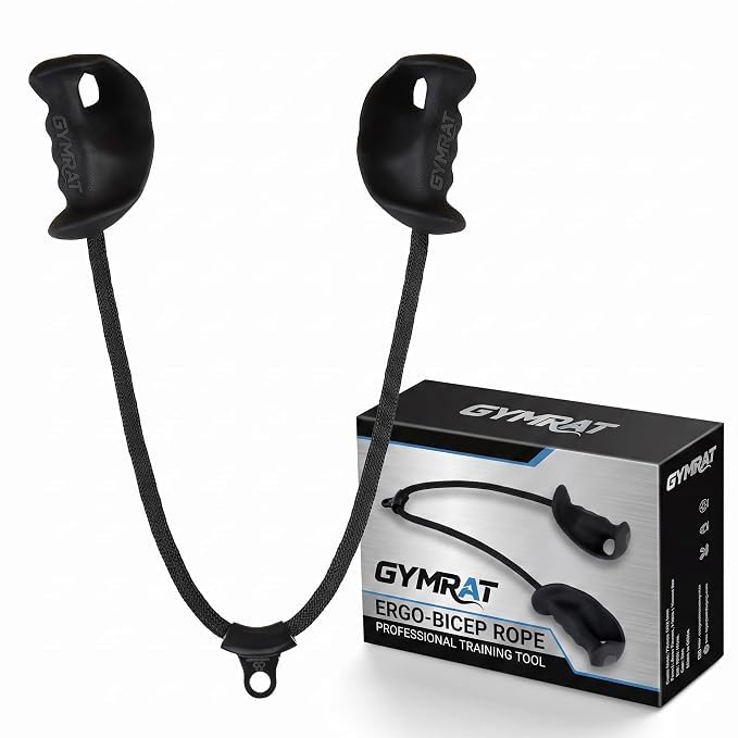 Image of GYMRAT Ergonomic Resistance Band Handles with 2 Carabiners, Heavy-Duty Exercise Handles for Home /Gym Workout Equipment (GYMRAT Black Bicep Rope)