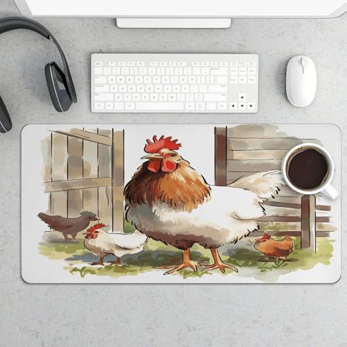 Alfombrilla grande para escritorio con diseño de animales de granja miniatura 5