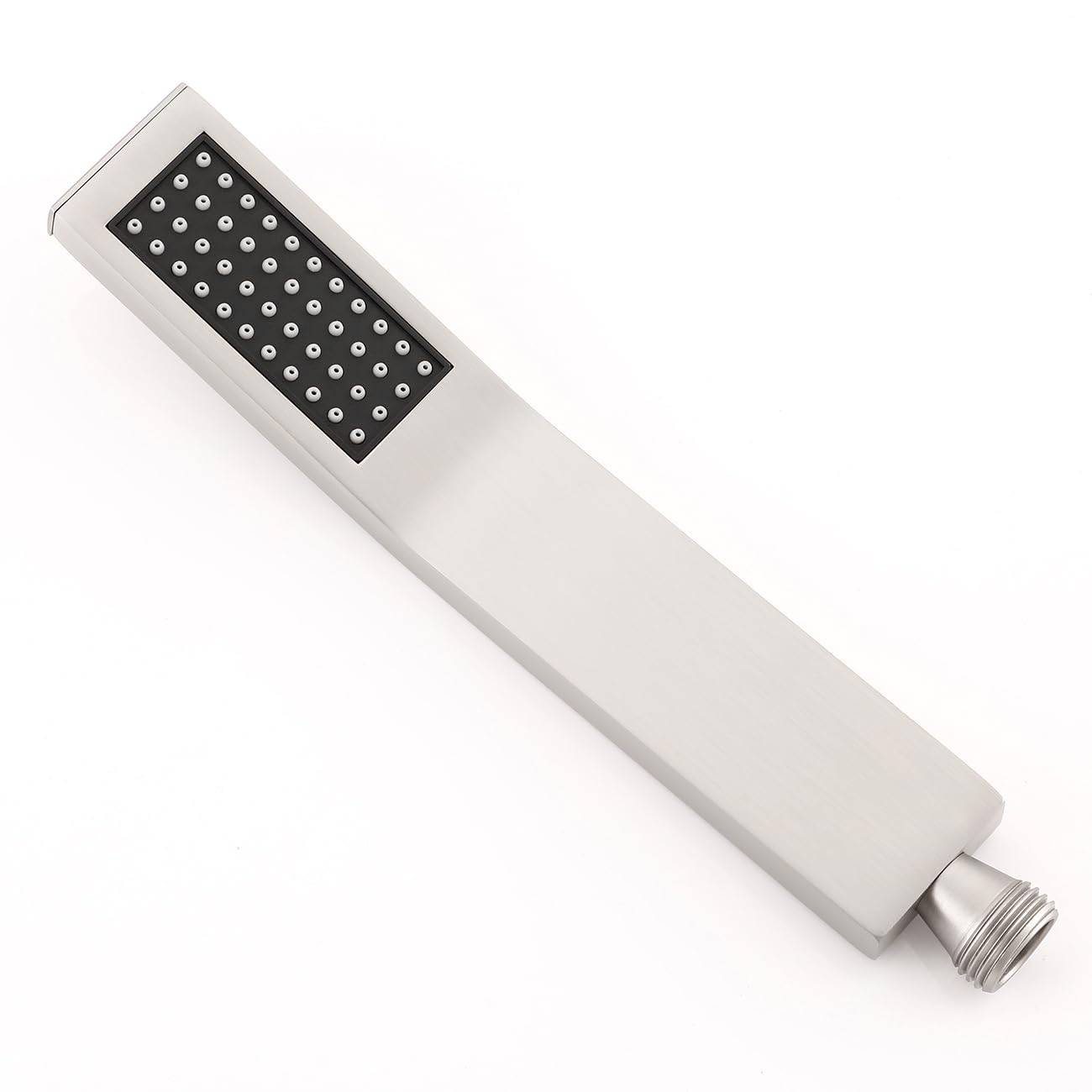 Muxios High Pressure Brass Square Handheld Shower Head Water Saving Shower Head with Easy Cleaning Rubber Nozzles Single Function Brushed Nickel Fnish Including Washer L-Style - Image 4