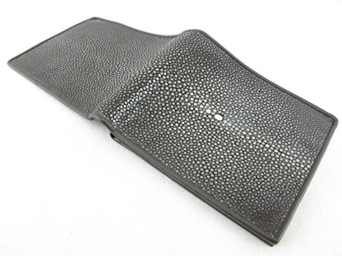 Genuine Polished Stingray Shagreen Skin Leather Bifold Wallet (Brown)4