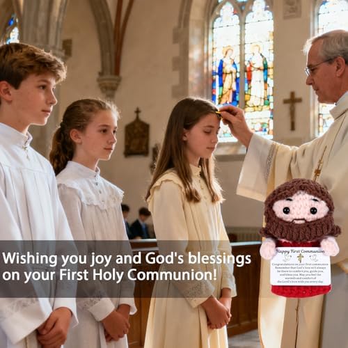 First Communion Gifts for Girls Boys - 2026 Jesus Crochet First 1st Holy Communion Gifts for Teenage Girls Boys Her Him, Confirmation Baptism Gift for Adults Women Men Jesus Emotional Support Crochet — view 6