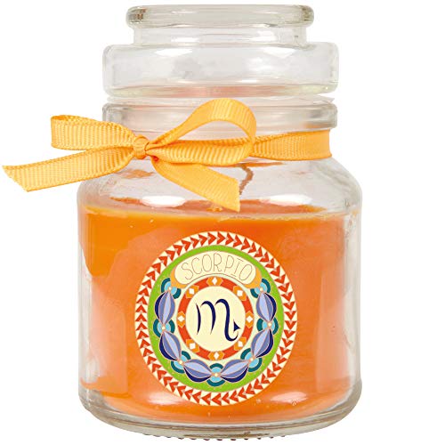 HS Candle Vela aromática con diseño de «Zodiaco», melón en tarro