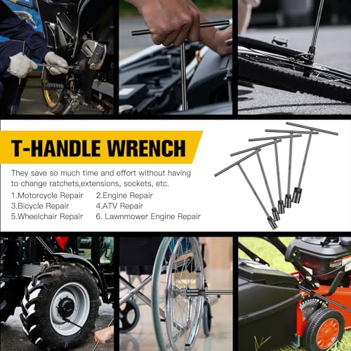 pgroup T - Handle Metric Socket Wrench Set 6- Point (15mm,16mm,17mm, 18mm,19mm) Cr-V Steel Lug Wrench Hex Socket for Motorcycle Car Bicycle Repair (5 Pack) — view 6