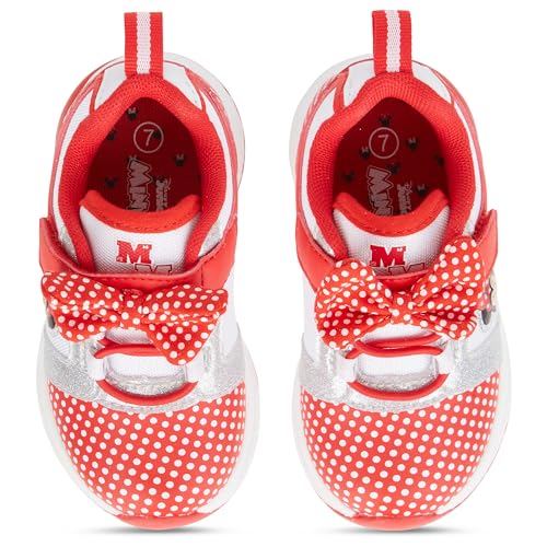Disney Minnie Mouse Girls Sneakers - Slip On Elastic Lace Sneakers - Minnie Mouse Polka Dot and Bows - Everyday Shoes for Kids2