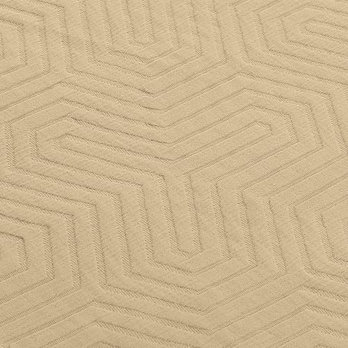 Threadmill Luxury Cotton Blankets for King Size Bed | All-Season Cozy 100% Cotton Blanket | Aster Jacquard Soft & Lightweight Coverlet fits California King Size Bed, 104x92 | Beige