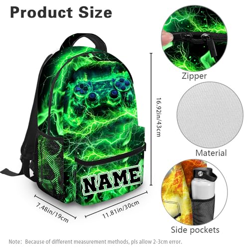 Kids Backpacks for Boys Back to School Gifts for Son Personalized Game Bookbag Supplies with Pockets for Elementary Middle School 17 Inch Custom School Backpacks for Gaming Lovers, 034