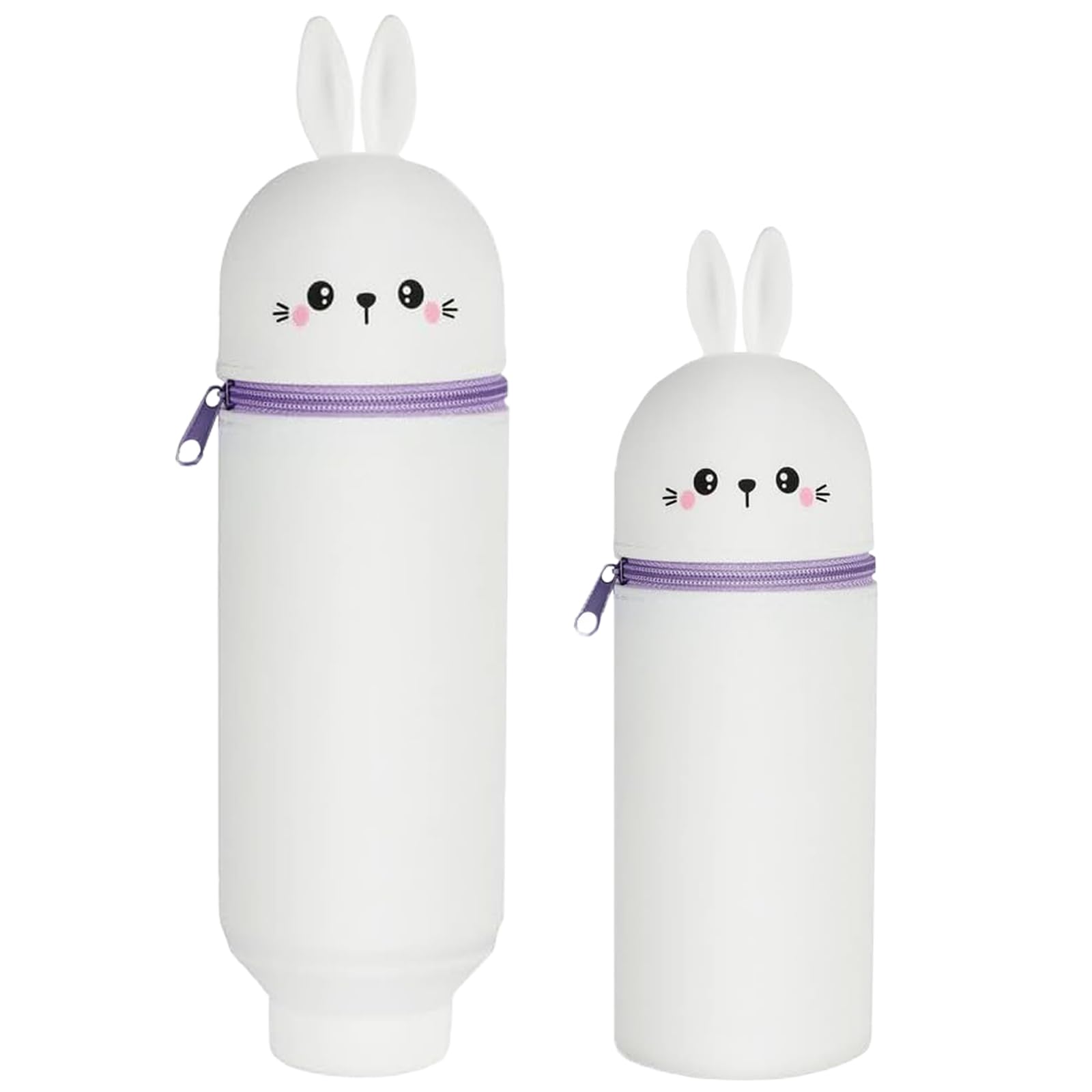Trousse Ecole Silicone Souple Kawaii Lapin Pochette Stylo Verticale Rétractable Sac Rangement Papeterie