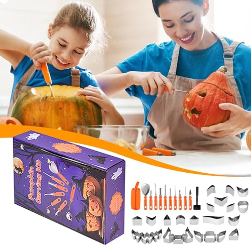 Lot de 37 outils de sculpture de citrouilles avec sac de gravure précis et complet