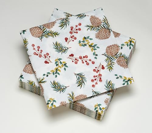 20 guardanapos de pinho de Natal de ouata de 3 camadas, 33 x 33 cm