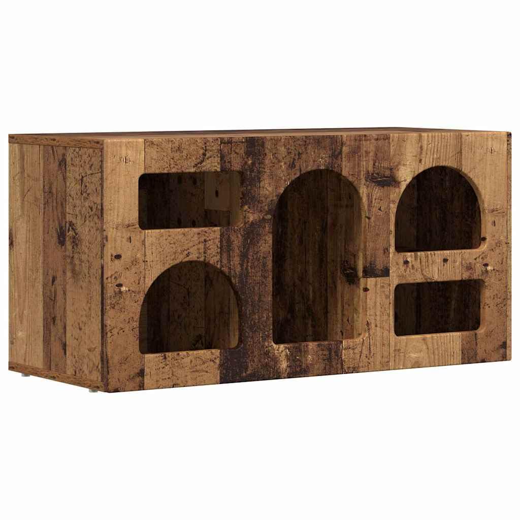 Mobile TV basso effetto legno anticato, 80 x 35 x 40 cm, in legno
