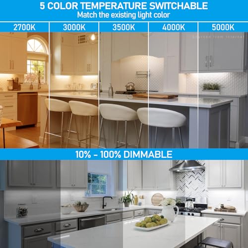 Image of TORCHSTAR 4-Pack 12 Inch 5CCT LED Under Cabinet Lighting Aluminum, White | Linkable, ETL T24, Hardwired & Plug-in, 8W 600LM, CRI90, 120V Dimmable, For Kitchen Counter, 2700K /3000K /3500K /4000K /5000K