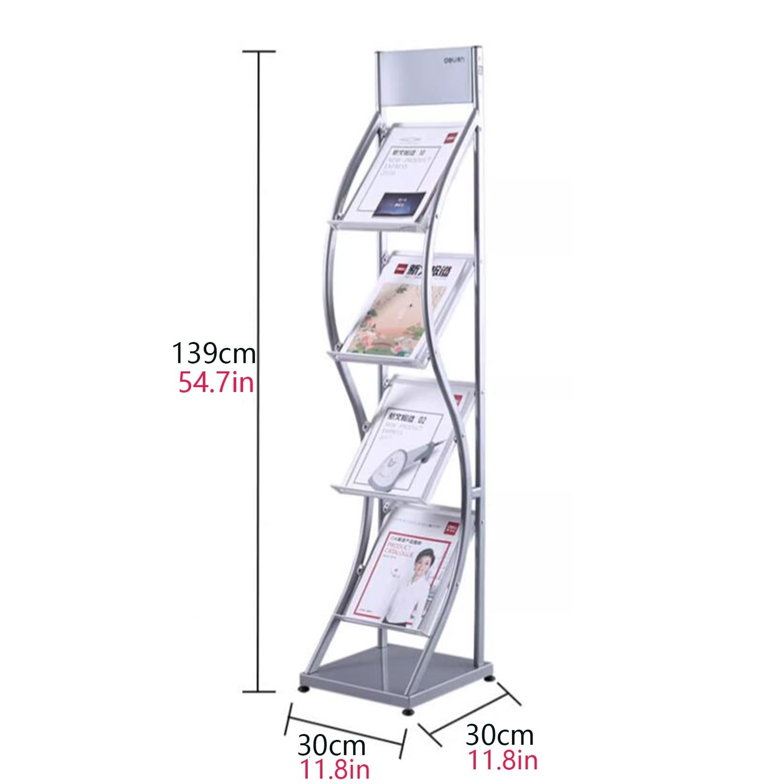 Revistero de pie para Oficina, Soporte metálico para folletos, Cartas, Libros y periódicos, fácil de Montar.