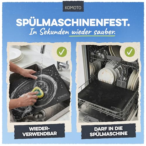 KOMOTO® BBQ Grillmatte (3er Set) 50x40 cm I Extra Dick I Grillmatten für Gasgrill und Holzkohle I Perfekte Alternative zur Grillplatte 5