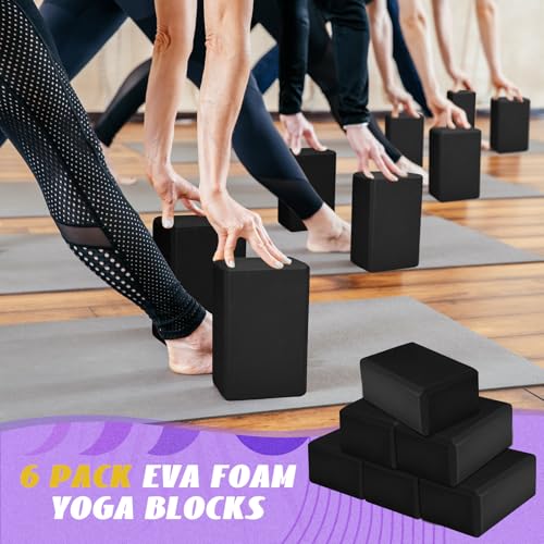 Image of Wettarn 6 Pack EVA Yoga Blocks Bulk, Non Slip Pilates Brick