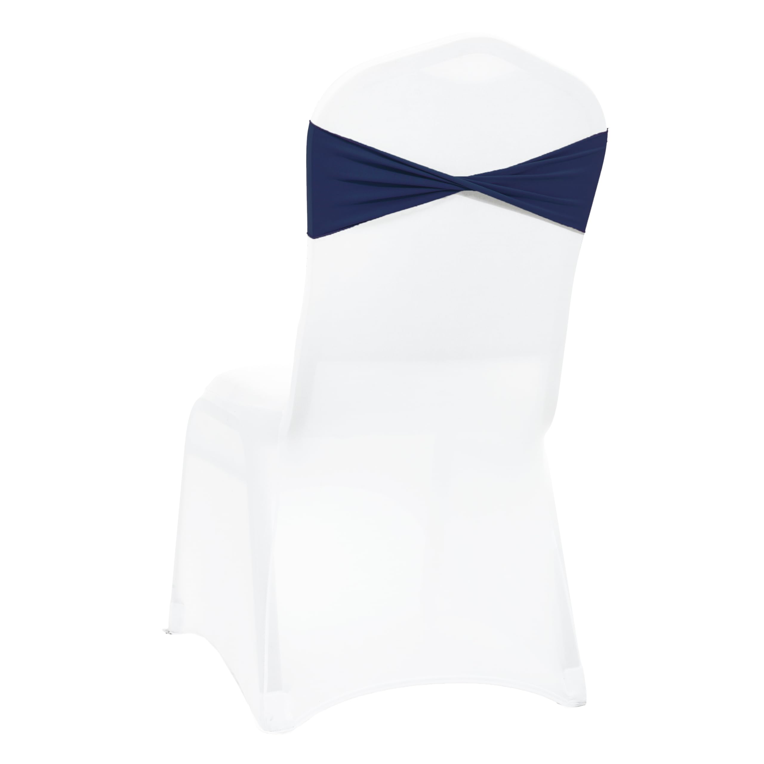 VDS Pack of 75 PCS | Navy Blue | Spandex Chair Sashes Bows Without Buckle | Stretch Elastic Banquet Universal Folding Chair Band Tie with for Wedding