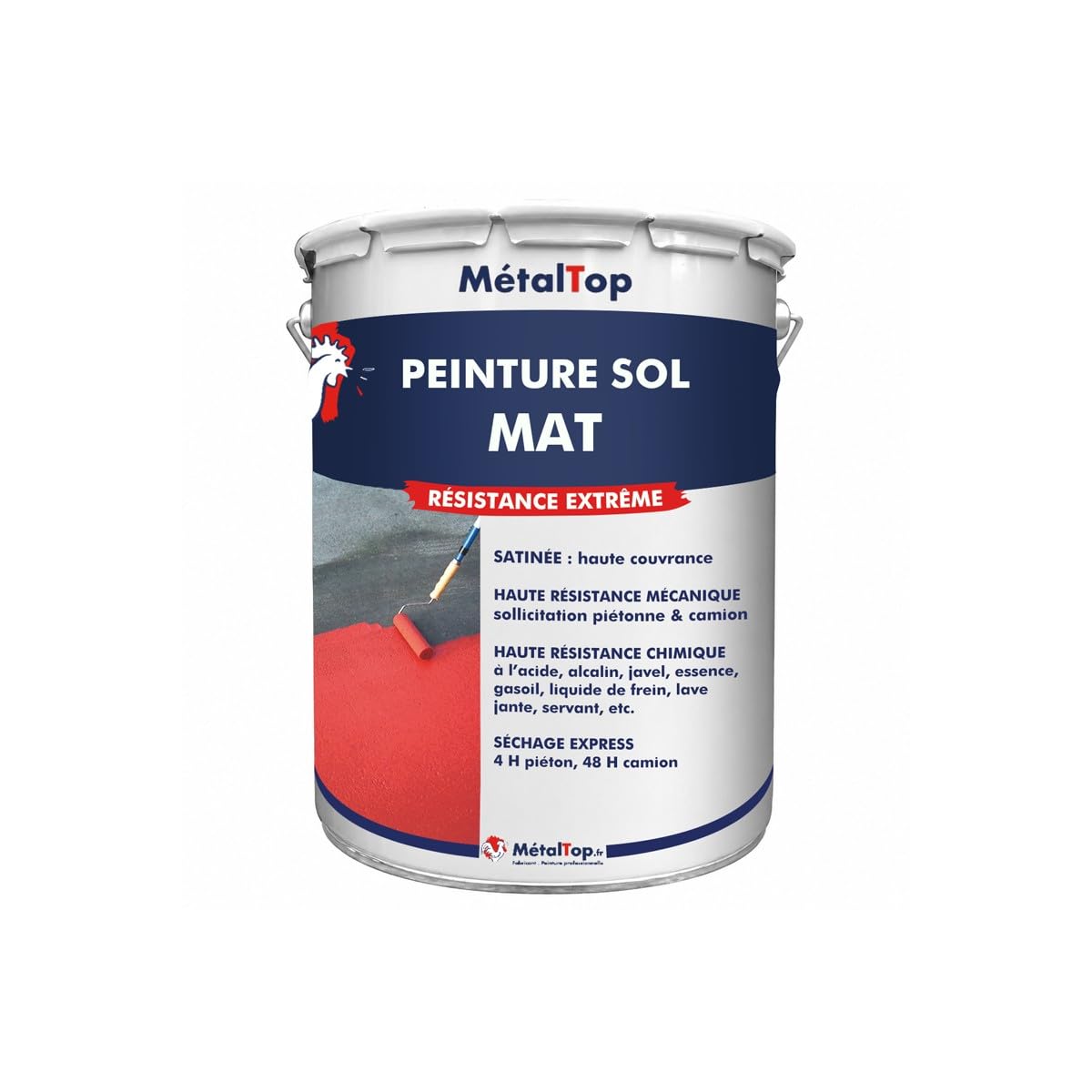 Metaltop - Peinture Sol Mat - Noir signalisation - RAL 9017-1 L - Finition mate pour béton de garage, atelier ou entrepôt