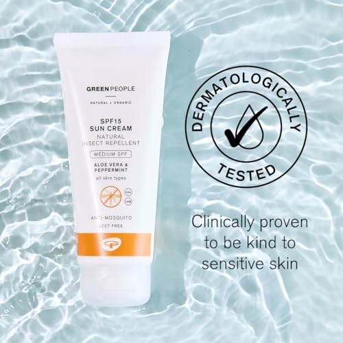 Green People SPF15 Sun Cream with Insect Repellent - Natural, Organic Sunscreen with Citrepel75, Aloe Vera & Mint - Vegan, 100ml - Image 3