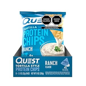Quest Nutrition Tortilla Style Protein Chips, Ranch, Low Carb, Gluten Free, Baked, 1.1 Ounce (Pack of 8)