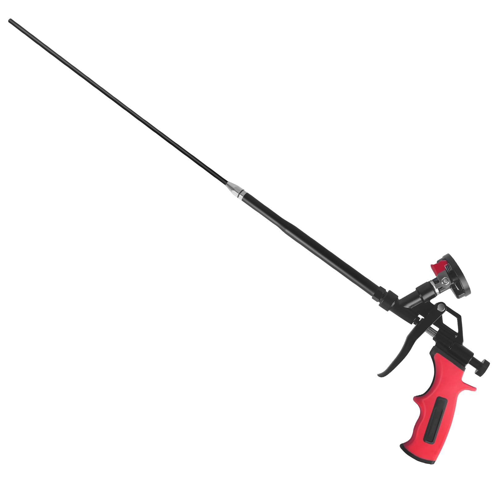 Pistola per schiuma estensibile 63cm - Cesto rivestito PTFE antiaderente, pistola professionale per schiuma espandente, isolamento, calafataggio, riempimento, sigillatura (Rossa)