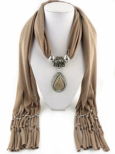 Women's Scarf Waterdrop Pendant Necklace Jewelry Printing Polyester Shawl Scarves(sc0016)2